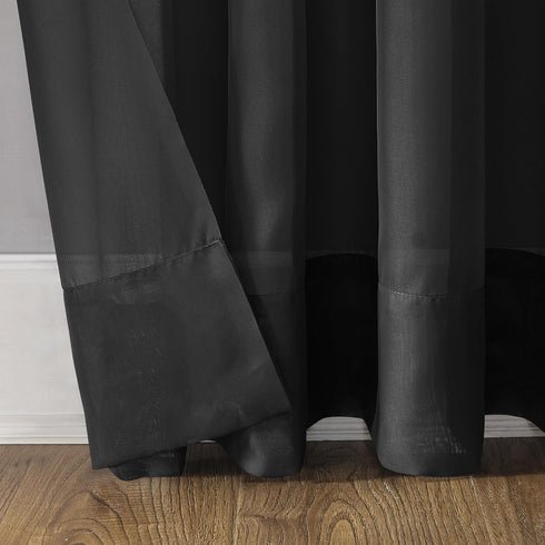 No. 918 Emily Sheer Voile Grommet Curtain Panel, 59" x 63", Black...