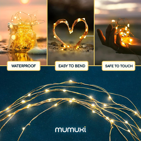 MUMUXI Battery Operated LED Fairy Lights, 16 Pack, 10ft Warm White, Waterproof, Energy Efficient, Indoor Outdoor Usage...