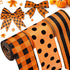 3 Rolls Christmas Burlap Ribbon Orange and Black Plaid Wrapping Wired Ribbons Autumn Christmas Dot Pattern Striped Ribbons for Home DIY Crafts Par...