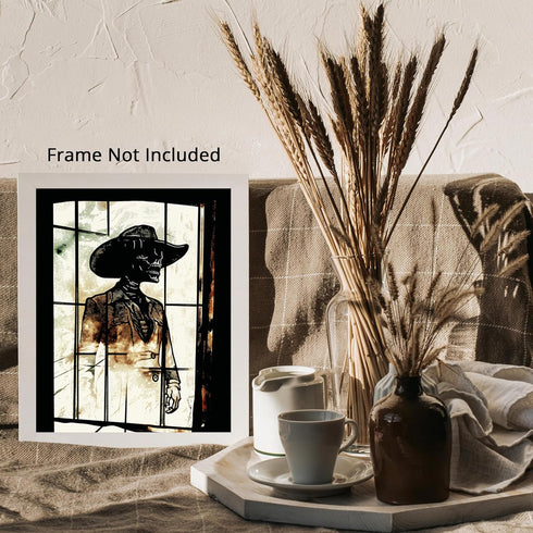 Posterizer 1 pcs-Skeleton/death at the door- creepy holloween art-Gothic Art-Western Art-Gifts for Men-Living Room Bedroom Decor- unframed wall ar...