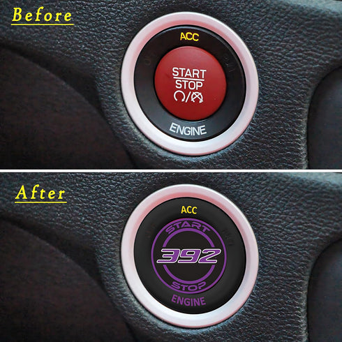Car Push Start Button Cover for Dodge Challenger Charger Durango Accessories 2015-2024 - Engine Button Overlay Crazy Purple Emblem - 392 Style Bad...