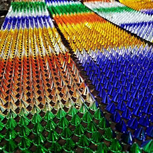 1 Yard Sew Stitch On Rainbow Spike Stud Cone Flatback Punk Rock Decoration Ribbon Webbing Wrap for DIY Arts Craft Wedding Bouquet Cake Birthday Pa...