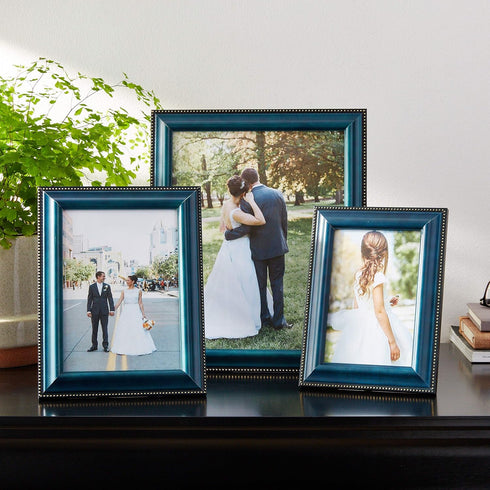Lawrence Frames Blue Finish 5x7 Picture Frame - Gold Bead Design...