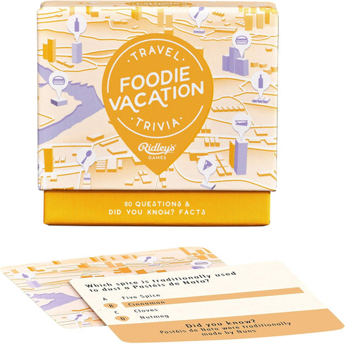Ridley's Foodie Vacation Trivia Card Game – Trivia Game for Adults and Kids – 2+ Players – Includes 80 Questions and Bonus Facts – Fun Quiz Cards,...
