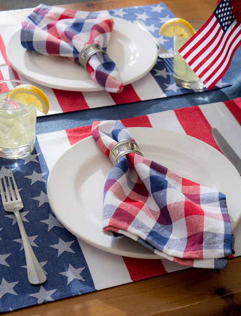 DII 4th of July Tabletop Collection, Napkin Set, Red, White & Blue Check, 6 Piece...