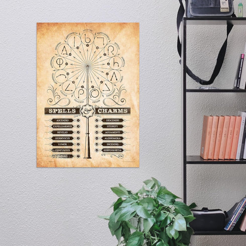 MIGHTYPRINT Harry Potter - Spells and Charms - Wand Patterns - Durable 17” x 24" Wall Art – NOT Made of Paper – Officially Licensed Collectible...