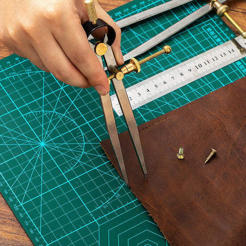 2 PCS Adjustable Lockable Spring Wing Divider Calipers, 6 Inch and 8 Inch Steel Leather Compass Creaser, Drafting Compass Tool for Woodworking, Me...
