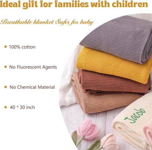 Soft Organic Cotton Knit Receiving Blanket - 100% Luxury Organic Cotton - Soft Warm Cozy Unisex Swaddle Stroller Crib Blanket for Newborns, Infant...