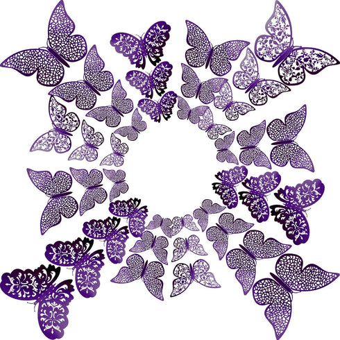 72 Pieces 3D Butterfly Wall Decals Sticker Wall Decal Decor Art Decorative Sticker 3 Sizes for Room Home Nursery Classroom Offices Kids Girl Boy B...