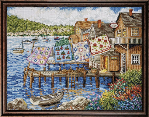 Design Works Crafts Tobin 4272 Dockside Quilts Counted Cross Stitch Kit-12"X16" 14 Count, White...