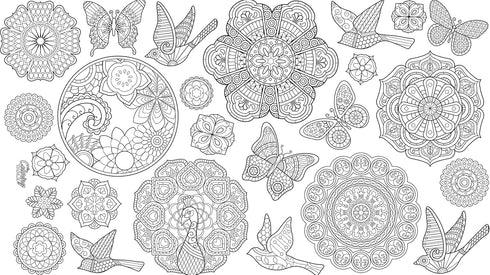 Mandala Design - Set of 4 Placemats (14"x18") - Interactive Coloring Placemats for Kids - Poly/Cotton Fabric - Washable and Reusable – DIY Activit...