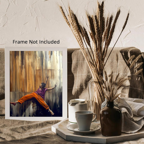 Posterizer-color paint splashes-dancer on mural street graffiti -4-Retro Art-Abstract & Modern Art-Gift for Street Art, Mural Fans- unframed wall ...