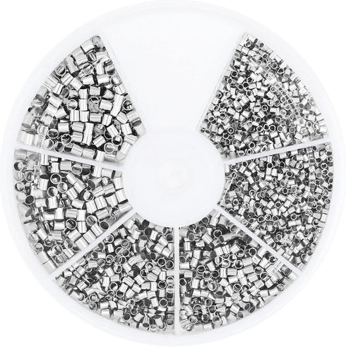 Mandala Crafts Crimp Beads for Jewelry Making – Bead Stopper Crimping Beads for Jewelry Making and Beading - Bead Crimping Kit 3000 PCs Silver 1.5...