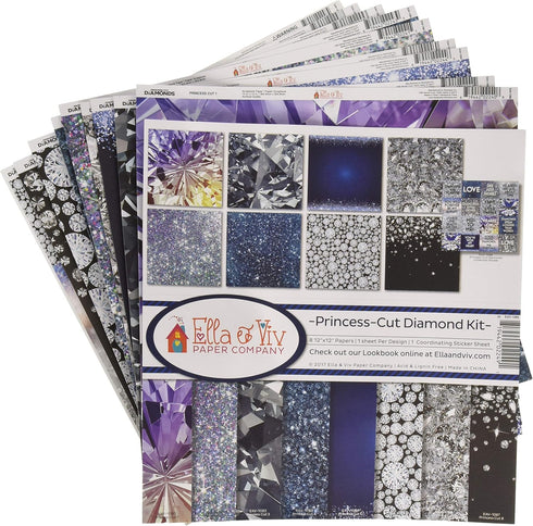 Ella & Viv by Reminisce EAV-1089 Princess Cut Diamonds Scrapbook Collection Kit 12x12 inches...