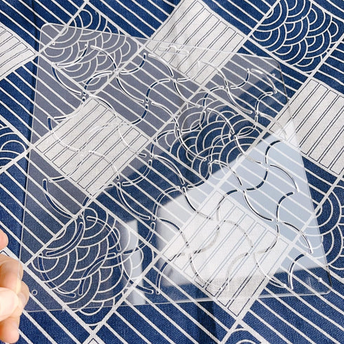 Acrylic Sashiko Stencil with Classic Wavy Pattern for Hand Quilting and Embroidery...