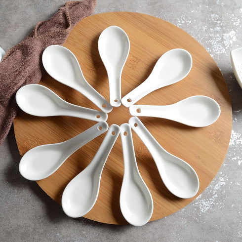 JapanBargain 1572x4, White Porcelain Asian Soup Spoons Japaese Chinese Rice Spoons Soba Spoons Pho Spoons Wonton Spoons, Pack of 4...