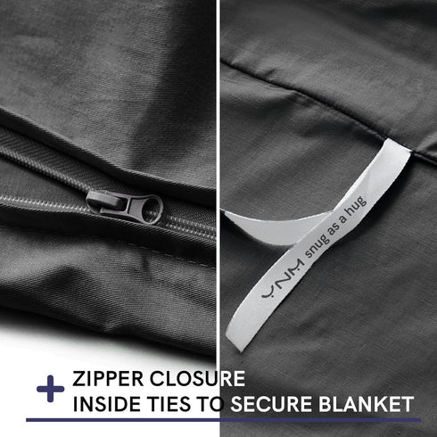YnM Exclusive Cotton Duvet Cover for Weighted Blankets (Dark Grey, 41"x60")...