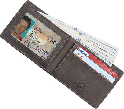 Gostwo Mens Slim Minimalist Front Pocket Wallet Genuine Leather ID Window Card Case RFID Blocking...