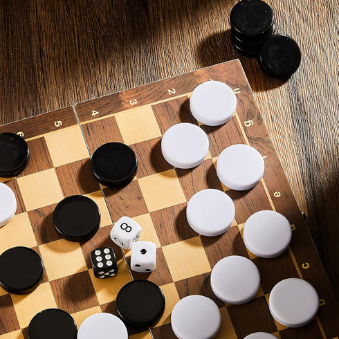 30 Pieces Backgammon Pieces Checkers 1.25 Inch Replacement Checkers Board Game Pieces Playing Game Chips with 5 Dice and Drawstring Storage Pouch ...