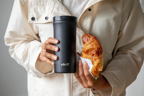 Ello Arabica 14oz Vacuum Insulated Stainless Steel Powder Coat Travel Mug with Leak-Proof Slider Lid, Keeps Hot for 5 Hours, Perfect for Coffee or...
