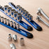 Precision Defined Aluminum Tool Socket Holder | Blue, Single 3/8-Inch Socket Organizer x 16 Clips | Heavy Duty Socket Rails Organizer, Socket Stor...