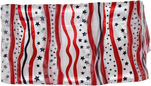 Ted & Jack - Stars & Stripes Americana Print Silk Feel Scarf...