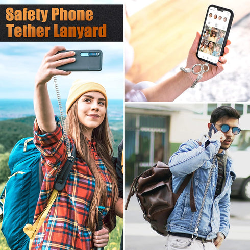 Kaptron Theft and Drop Protection Phone Tether - 30” Safety Retractable Phone Clip, Anti-Drop Travel Clip, Universal Retractable Phone Lanyard wit...