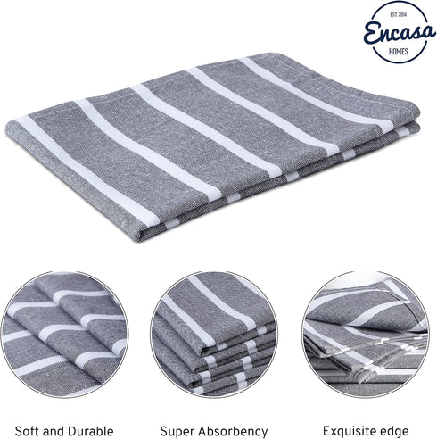 Encasa Kitchen Dish Towels Set | Hand and Tea Cloth for Cleaning & Quick Drying, X-large (28"x18") (4 Pc Set) Highly Absorbent - Eco-Friendly Cott...
