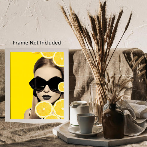 Posterizer 1 pcs-bright wall art with retro woman , fruits collage-Abstract & Modern Art-Vintage Art-Gift for Art Lovers-Art for Cafe, Restaurant,...