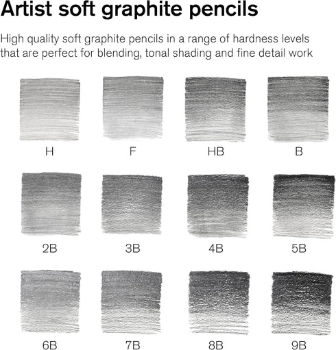 Winsor & Newton Studio Collection Artist Pencils, Graphite Pencils, Set of 12...
