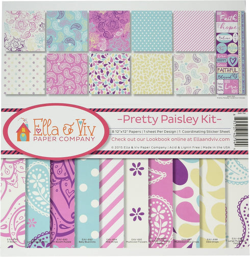 Reminisce Ella and Viv Pretty Paisley Scrapbook Collection Kit, (EAV-794), 12x12 inches...