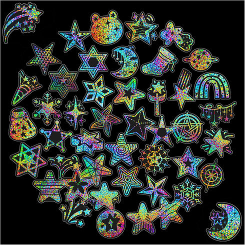 Holographic stars Stickers Glitter Silver Transparent Waterproof Decoration Sticker for DIY Scrapbooking Supplies crafts Phone Case Water Bottles ...