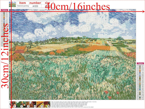 NIHO-JIUMA Van Gogh Diamond Painting Kits The Plains of Orvison, 5D DIY Full Drill Diamond Art Gift for Adults, Home Deco (30X40 cm/12x16 inches)...