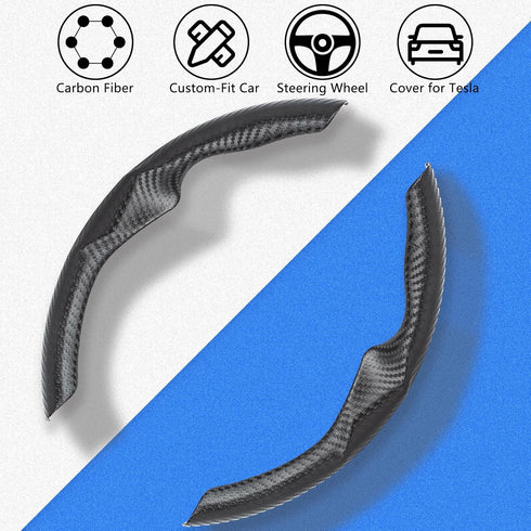 Steering Wheel Cover for Tesla Model 3 Model Y Wrap Protector,Carbon Fiber Finishes Design, Interior Modification Auto Tesla Model Y / 3 Accessori...