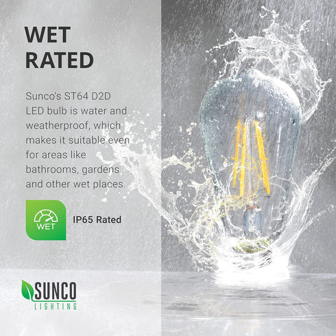Sunco Lighting - 4 Pack Dusk to Dawn Light Bulbs LED Edison 3000K Warm White, CRI90 7W Equivalent 60W, Vintage Style ST64 Extra Bright Automatic B...