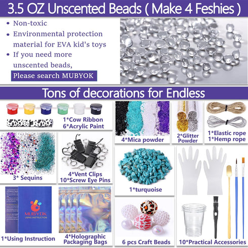 MUBYOK M139 57PCS Car Freshies supplies starter kit, DIY Freshie Making kit with Unscented Aroma Beads,Freshies Silicone Molds and Accessories (Ma...