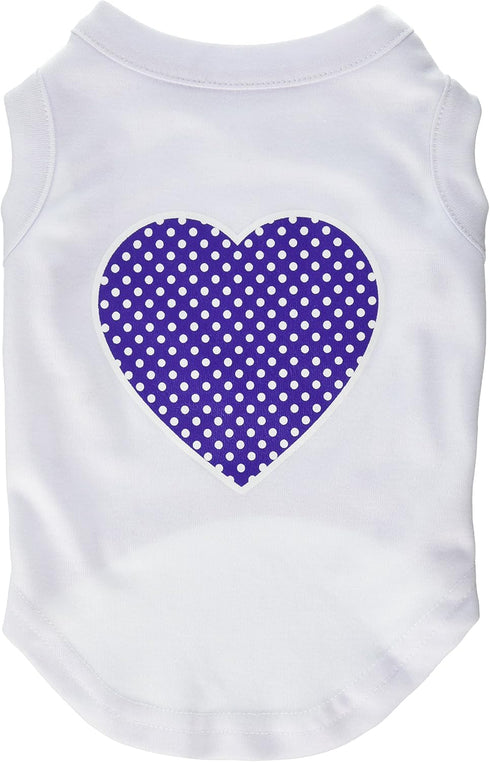 Mirage Pet Products Purple Swiss Dot Heart Screen Print Shirt, Medium, White...