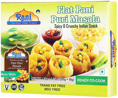 Rani Pani Puri Coins (Uncooked, Microwaveable wheat and Semolina Coins) 7oz (200g) with Pani Puri Masala (14-Spice Blend for Indian Spicy Water) 3...