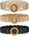 Hercicy 3 Pcs Rattan Straw Woven Belt Bohemian Waist Rope Braid Belts for Women, Trendy Boho Ladies Skinny Dress Belt Multicolor...