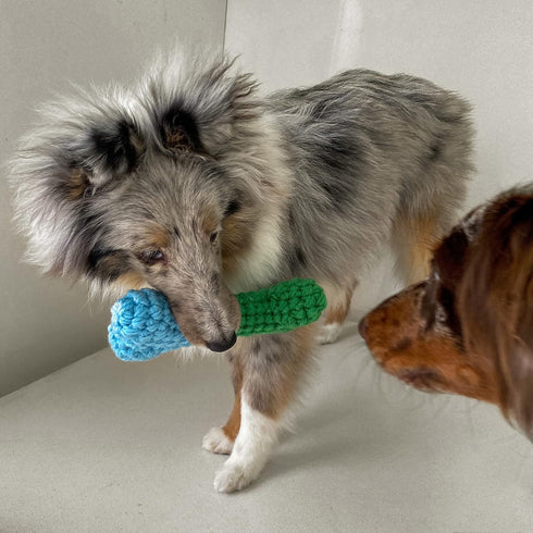 Dog Chew Toy - Handmade Crochet Chew Resistant - Durable and Cute Plush Toy with Squeaker - Small Medium Size Dogs - Dental Safe Chews for Aggress...
