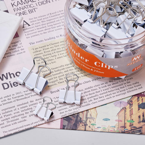 Binder Clips Assorted Sizes, White Binder Clips Set for Office and Home Use - Pack of 100...