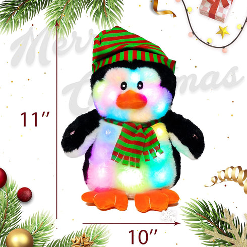Cuteoy Penguin LED Musical Stuffed Animal Light-up Singing Plush Adjustable Volume Lullaby Plushies Birthday Christmas Toy Gifts for Kids Toddler ...