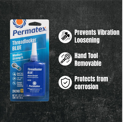 Permatex 24240 Threadlocker Blue Medium Strength,Thread Lock & Screw Glue for Bolts Nuts & Fasteners to Prevent Loosening & Corrosion, Removable w...