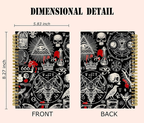 Retro Abstract Gothic Occultism and Freemasonry Symbols Lined Hardcover Spiral Notebook Journal 5.5×8.3 Inch, College Ruled Notebook for Work Note...