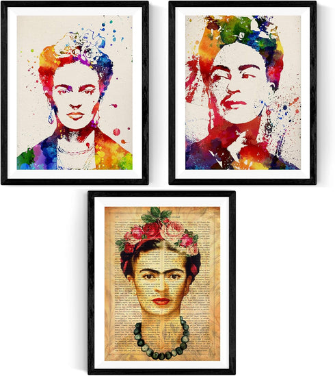 Pack of Sheet for framing Frida Creative. Posters watercolour style. Home Decor. Sheets for framing Paper 250 Grams...