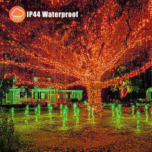 200 LED Halloween Lights Outdoor, 66ft Orange String Lights Indoor 8 Modes Clear Wire, Plug in Waterproof Orange Christmas Lights for Christmas Ha...