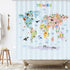 BASHOM BSC-615 Animal World Map Shower Curtain Set for Kids Waterproof Washable Decorative Bathroom 71''x71'' (180x180cm) Polyester Fabric with 12...