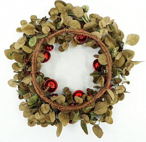 20 inches Artificial Winter Spring Wreath with Eucalyptus Leaves,Red Berries,Red Bells for Front Door Farmhouse Indoor Outdoor Festival Home Decor...