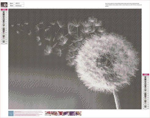 Zimal Diamond Painting Full Round Diamond"Dandelion" 3D Embroidery Cross Stitch Rhinestone 5D DIY Mosaic Decor Black White Art Decor 11.8 x 15.8 I...