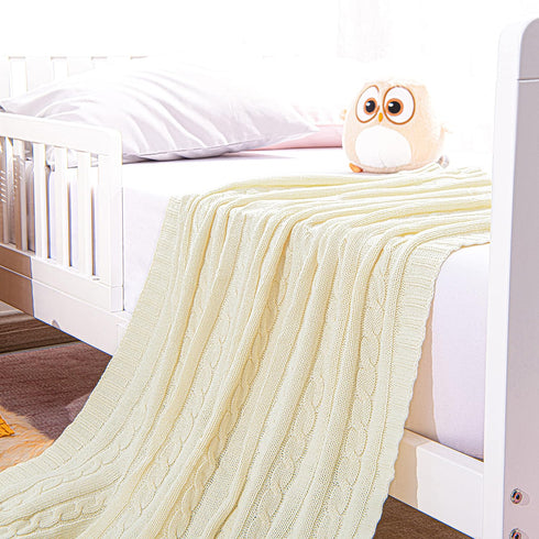 NTBAY 100% Pure Cotton Cable Knit Toddler Blanket, Super Soft Warm Breathable 30x40 Baby Blanket for Crib, Stroller, Nursery, Travel, Newborn, 30x...